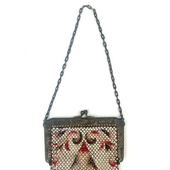 MANDALIAN MFG CO Antique Brass Mesh Fringe Trim Evening Bag Art Deco Gatsby 30s - Picture 6 of 13